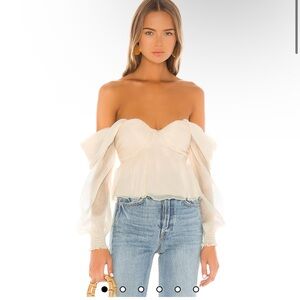X REVOLVE Burna Blouse in Cream XS